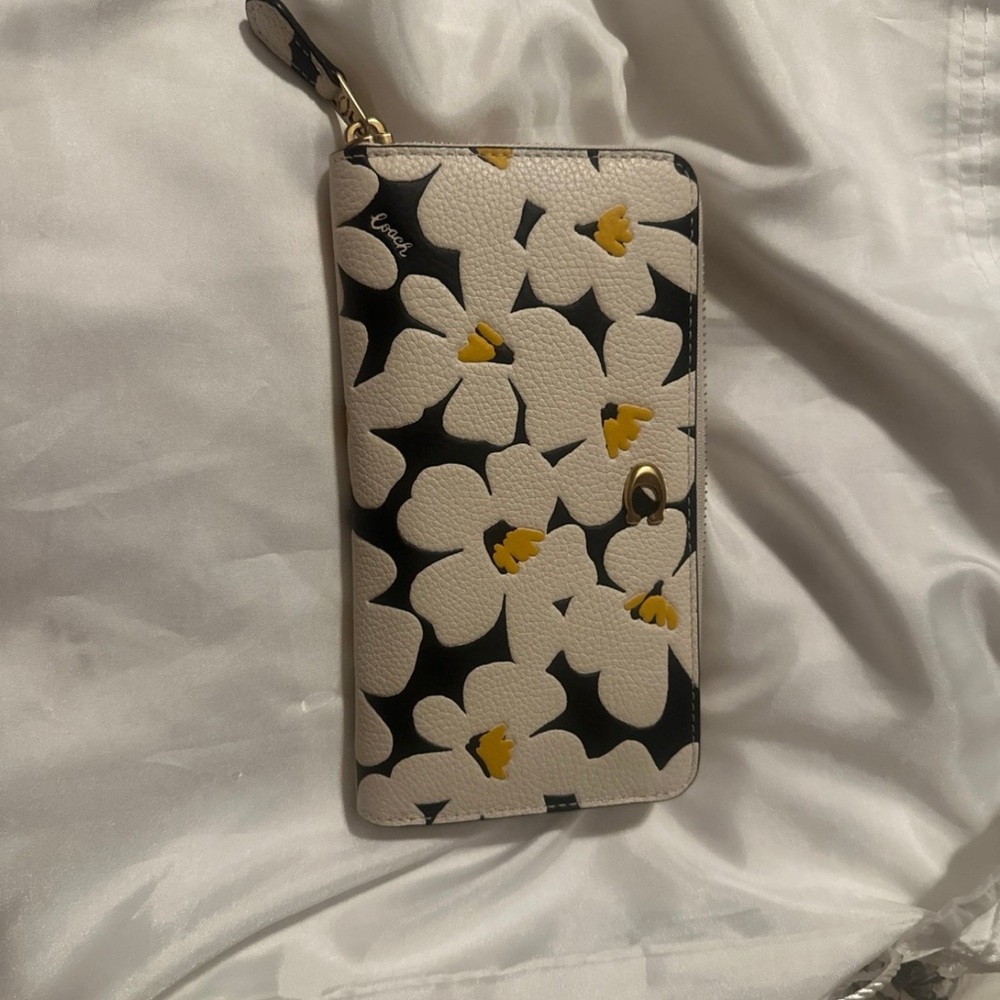 Coach Floral Wallet with Yellow Accents